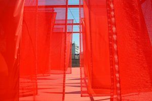 cortina roja panel japones