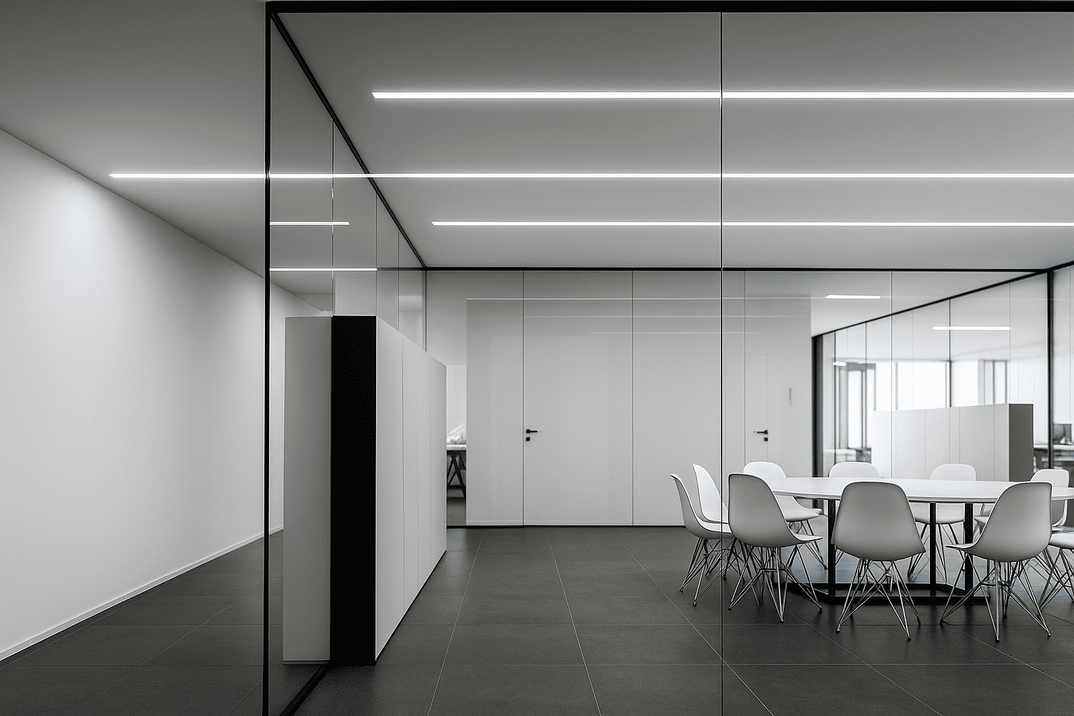 Mamparas de oficina de cristal para separar espacios sin perder luminosidad